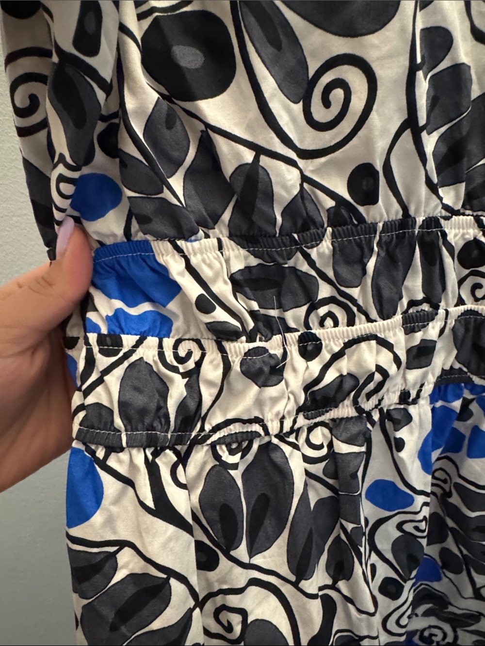 Anthropologie White Dress with Blue and Black Floral Print - Picture 7 of 10